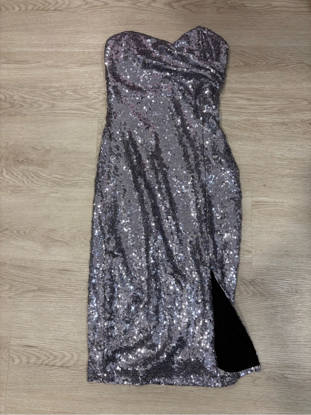 Charlotte Russe Strapless Sequin Gown in Silver